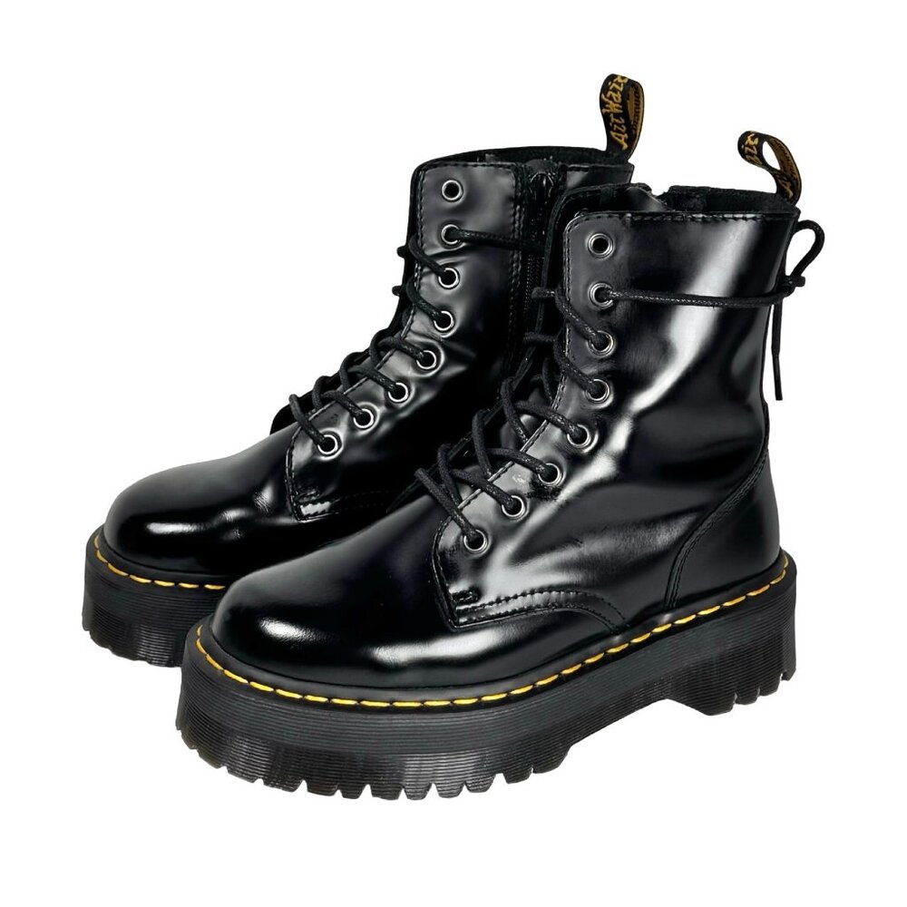 Dr. Martens Jadon Lace-Up Boots Sz 7 Black Leather Platform Airwair Goth Grunge - Picture 3 of 16